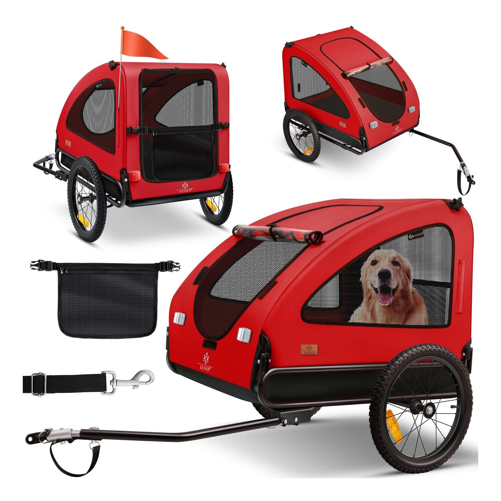 KESSER® Hundeanhänger Boxer 2-in-1 Hundebuggy Fahrradanhänger groß ca. 250L Volumen - Inkl. Fahne und Tasche - 600D Oxford Canvas, Klappbar SmartSpace Concept, maximale Belastbarkeit: 45kg