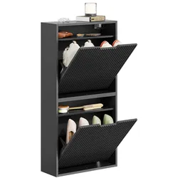 SCHUHSCHRANK Schmal, Schuhkipper Schwarz 50x100x19cm