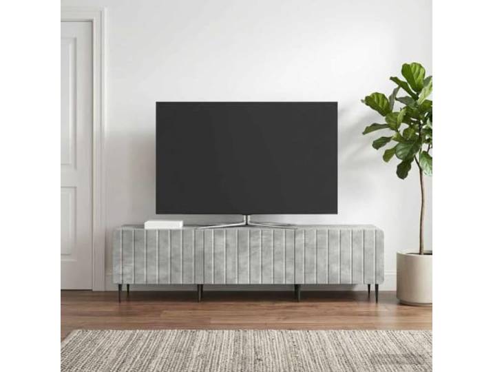 GKMBCVDFR TV-Schrank Betongrau 147 x 34,5 x 32 cm Holzwerkstoff Sideboard Robuster Holzwerkstoff, Rollschubladen, minimalistisches Design, vielseitig nutzbar, einfache Pflege