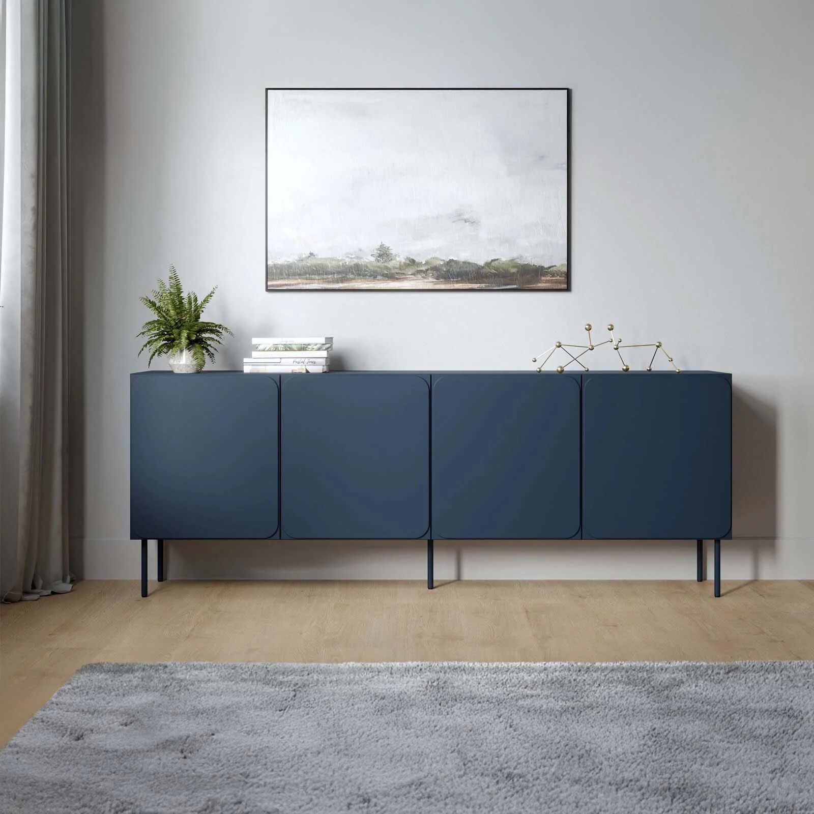 garneroarredamenti Madia 200x76h cm 4 ante moderna blu navy Maya