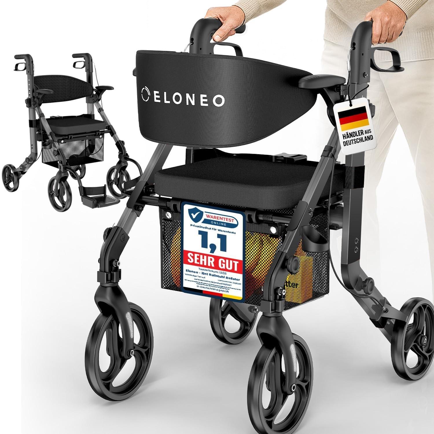 Faltbarer Rollator 2-in-1 mit Sitzfunktion