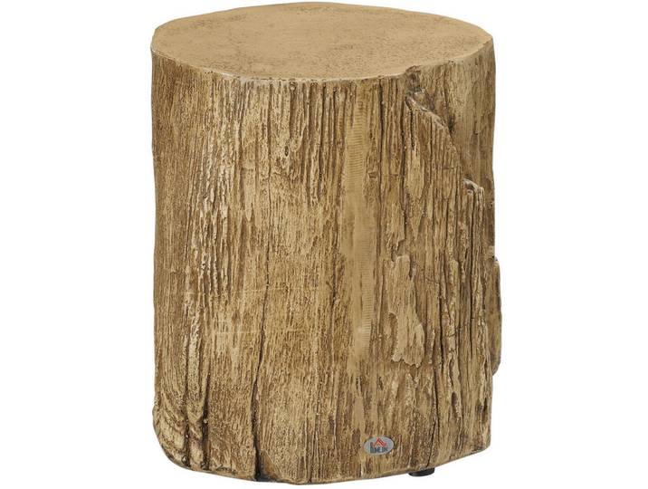 Redom Beistelltisch/Nachttisch in Baumstumpf-Optik aus Beton, Ø 37/43 cm, Naturfarben, Stein, 37x43x37 cm, Schlafzimmer, Nachtkästchen
