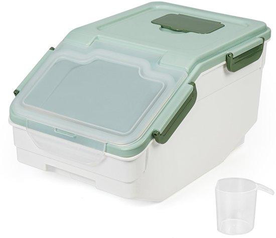 Unyqoos Voorraadcontainer 5 liter met luchtdichte deksel, maatbeker en wielen, BPA-vrij kunststof