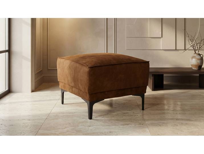 Hocker GOODPRODUCT Oland Luxus-Microfaser Polsterhocker , braun (cognac), B:56cm H:45cm T:58cm, Struktur 100% Polyester Struktur weich;Struktur 100% Polyester Luxus-Mircofaser;Struktur 100% Polyester Webstoff, Hocker, Hocker, passend zur Serie OLAND