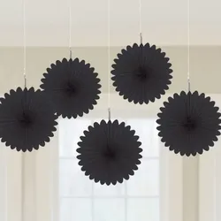 5 Papier Mini Dekofächer schwarz