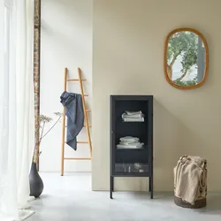 Verglastes, industrielles Badezimmer-Aufbewahrungsmöbel Lison aus Metall, 120 cm