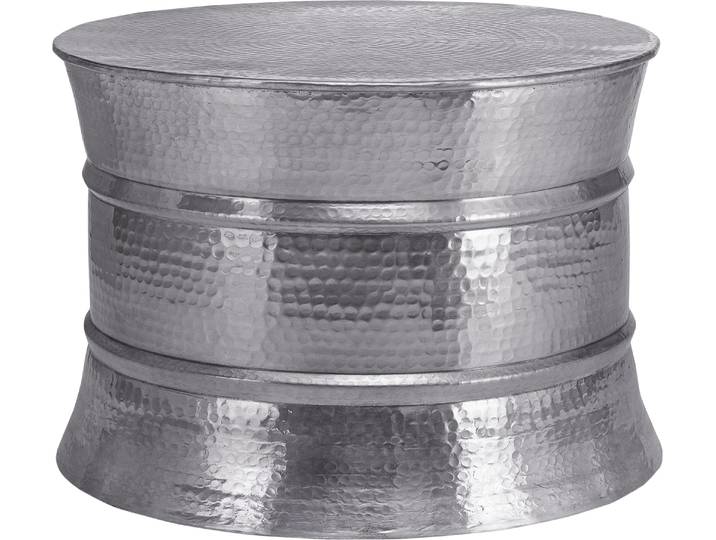 WOMO-DESIGN Couchtisch rund Ø 62x33cm, Silber, Drum, handgefertigt aus Aluminium, Hammerschlag Design, Metall Sofatisch