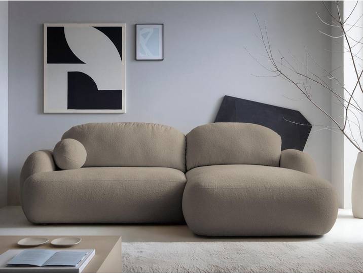 MIRJAN24 Ecksofa Mayo mit Bettkasten und Schlaffunktion, Stilvoll Eckcouch, Rückenlehne in Form beweglicher Kissen (Farbe: Now or Never 16, Seite: Rechts)