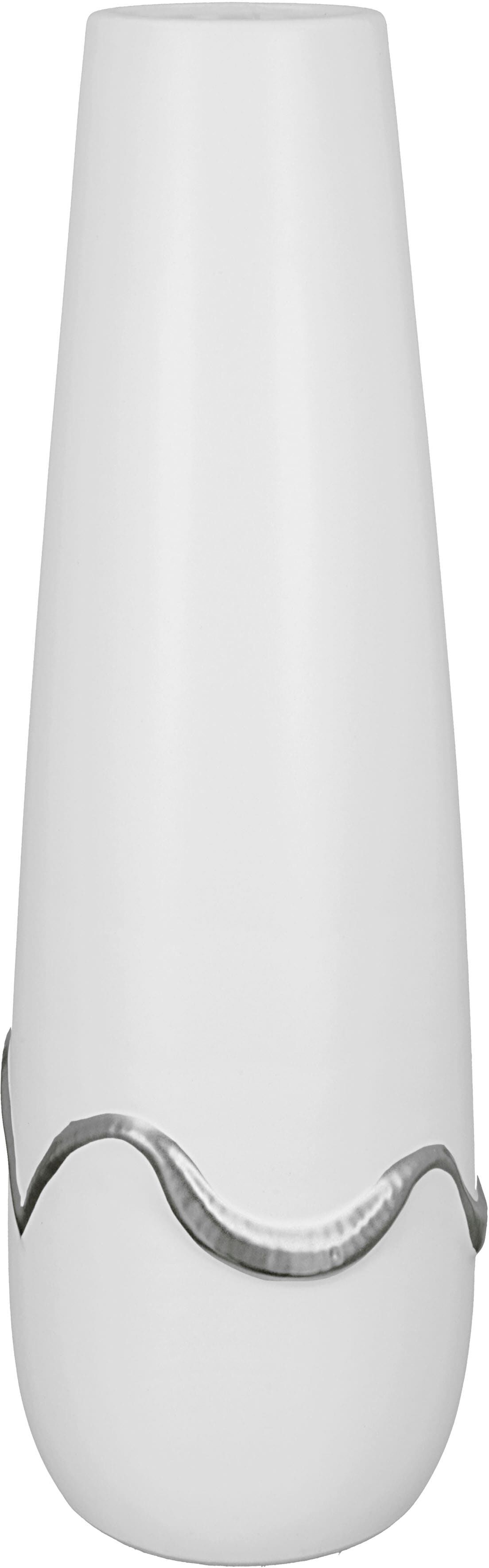 Tischvase GILDE "Carino", weiß, B:14cm H:49cm T:14cm, Keramik, Vasen, Tischvase, Vase aus Keramik