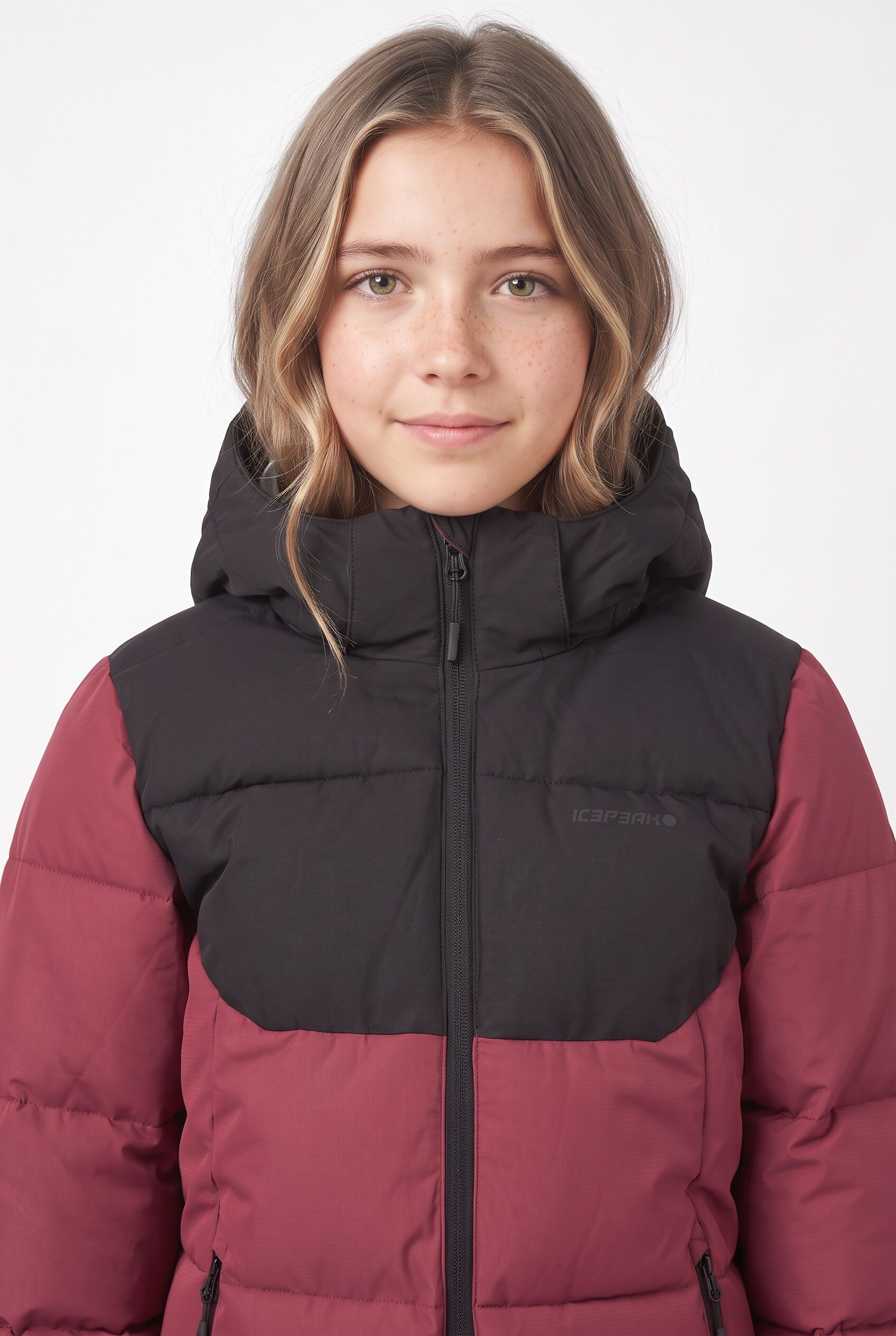 Skijacke ICEPEAK "ICEPEAK LORIS JR", Kinder, Gr. 164, rot (wine), Web, Obermaterial: 100% Polyester, normal, hoch geschlossener Ausschnitt, Jacken Skijacke, für Kinder und Jugendliche, mit Wassersäule 10000, wasserabweisend wine 164