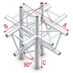 Milos Cross up/down 6-way - 74 cm Kreuzstück, Anschluss oben und unten, 6-Weg, inkl. Anschlussstücke