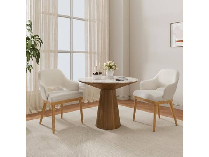COLAMY Esszimmerstühle 2er Set, Moderne Polsterstühle für das Esszimmer, Küchenseitenstühle, Landhaus-Esszimmerstühle mit offener Rückenlehne für die Küche, Beige
