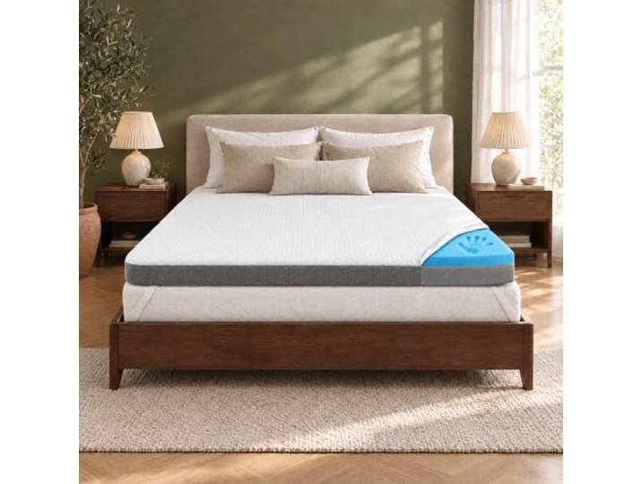 MKS Gel Topper 220x200 Gelschaum H3 H4 Matratzentopper 2-in-1 Wendbar nutzbar für Sommer & Winter, für Seiten-, Rücken- & Bauchschläfer, ideal für Boxspring & Gästebett, belüftete Mesh-Seiten