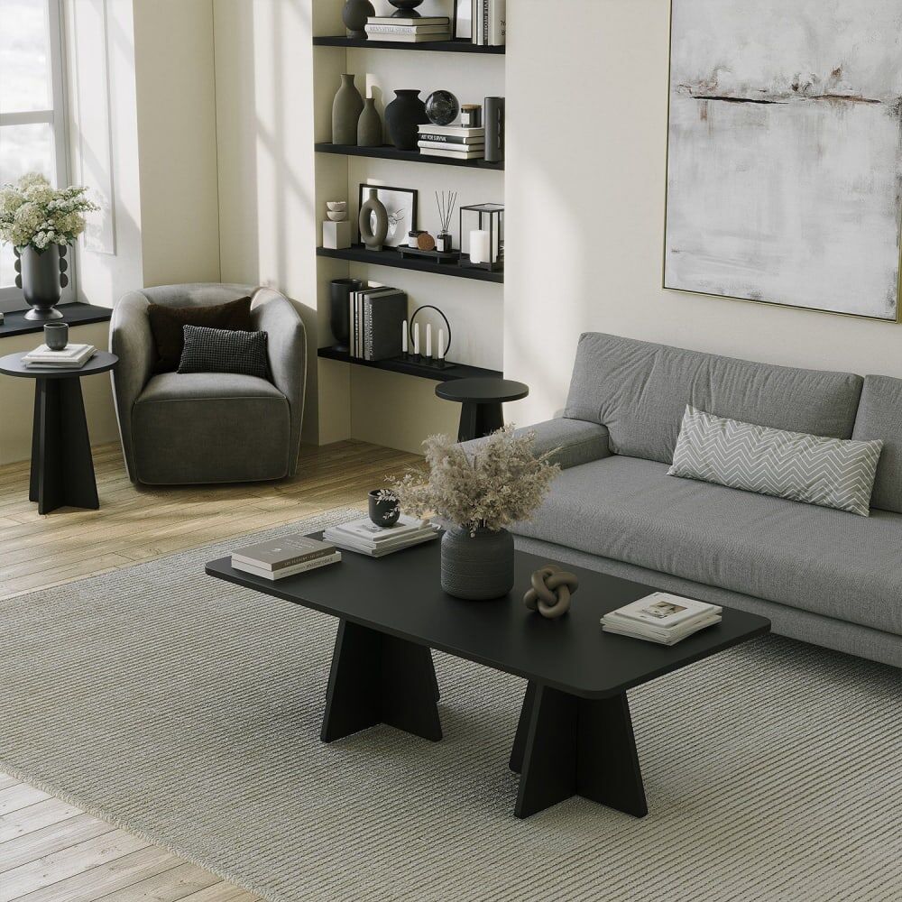 Hanah Home Table basse rectangulaire Noir 120x40x60cm