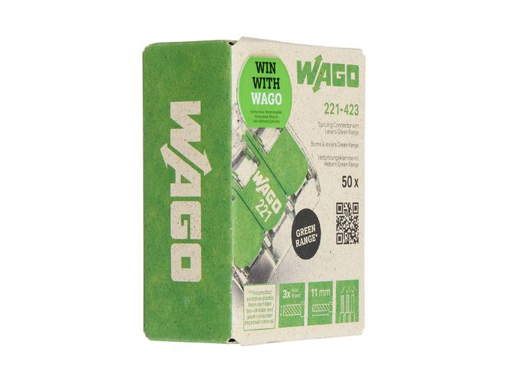 Wago Steckklemme Compact Green Range 3x 0.14-4mm² Betätigungshebel 50stk