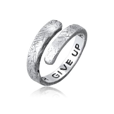 Silberring HAZE & GLORY "Ring Wickeldesign 925 Sterling Silber - Never Give Up Ring" Gr. 66, silber, Fingerringe, Herren, 66, Silber 925 (Sterlingsilber), Silberring