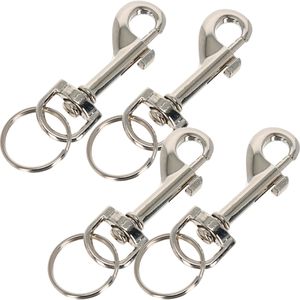Paulat Schlüsselanhänger 90, 65mm, Karabinerhaken, Stahl vernickelt, silber, 4 Stück