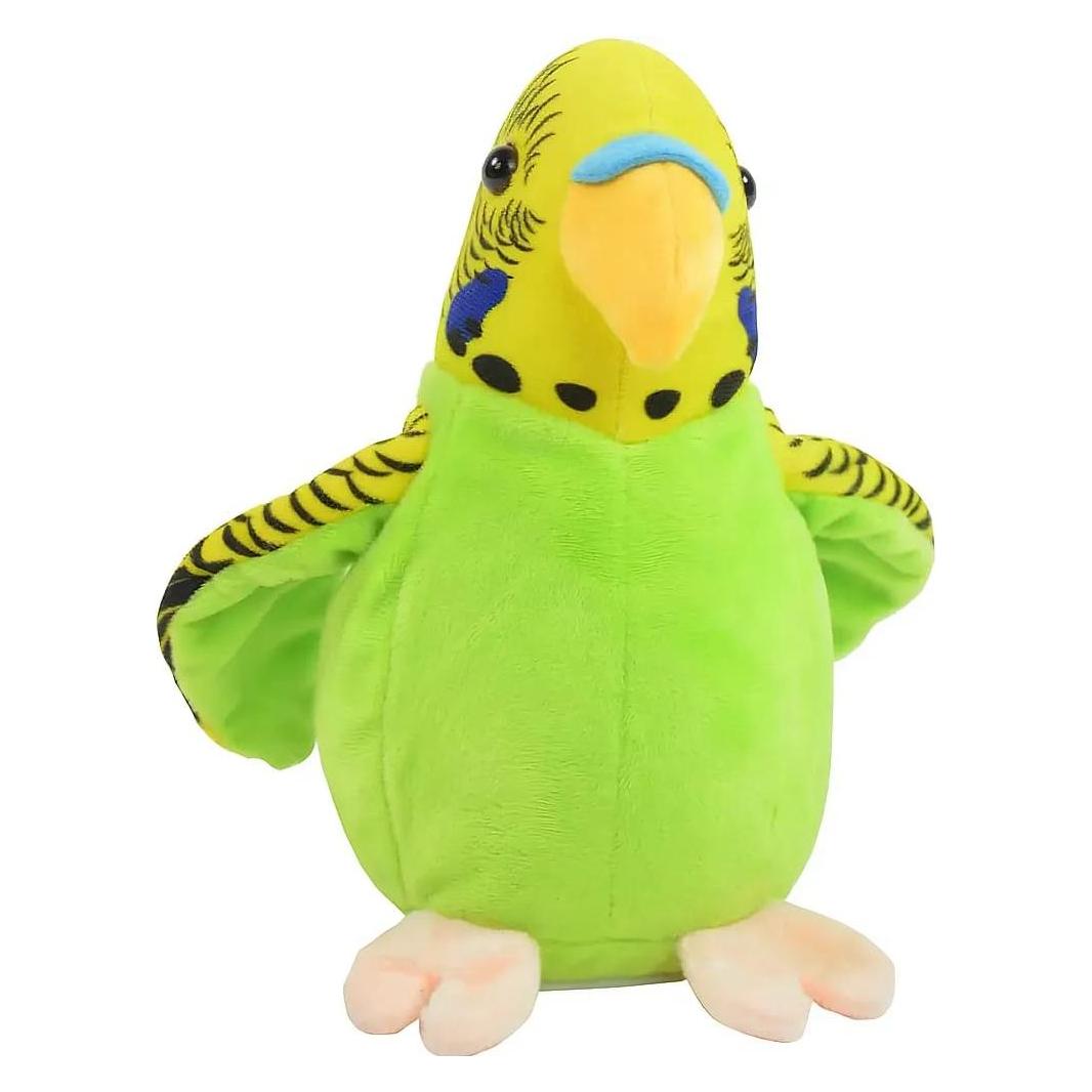 Kögler Sprechender Wellensittich grün Labertier mit Mikrofon, spricht nach (17 cm) (75655)