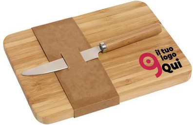 Tagliere Mini Bamboo GreenStyle con Coltello in Acciaio Inox 20x15 Personalizzate o neutre