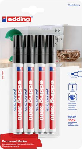 Edding 4-3000-4-1001 Permanentmarker Schwarz wasserfest: Ja