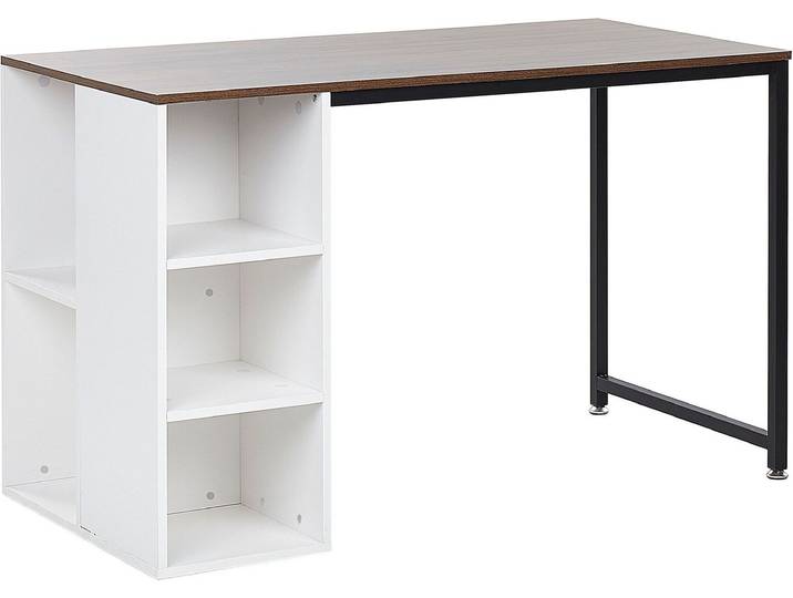 BELIANI Schreibtisch Weiß mit Holzfarbton 120 x 60 cm Spannplatte mit viel Stauraum Rechteckig Modern
