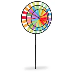 Relaxdays 2 x Windrad Regenbogen Gelb,Rot,Schwarz