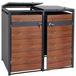 Décoshop26 - Set mit 2 Aufbewahrungsboxen. Anthrazitfarbenes Metallgestell mit Türen in Kirschholzoptik – Ausziehbar – 50 kg 04_0006995