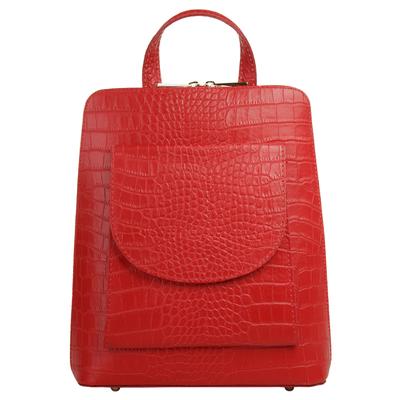 Cityrucksack CLUTY "CLUTY Damen echt Leder, Made in Italy", Damen, Gr. B/H/T: 28cm x 23cm x 8cm, onesize, rot, Leder, Rindsleder, Rucksäcke Cityrucksack, echt Leder, Made in Italy