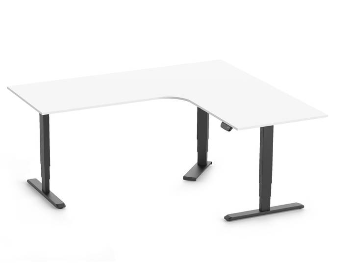 PRIMUS Eckschreibtisch, Gestell Schwarz, Tischplatte 2000/800 x 1780/800 x 25 mm Topweiß