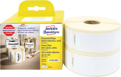 Avery-Zweckform Etiketten (Rolle) 89 x 25mm Folie Weiß 1 Set A1933081 Universal-Etiketten