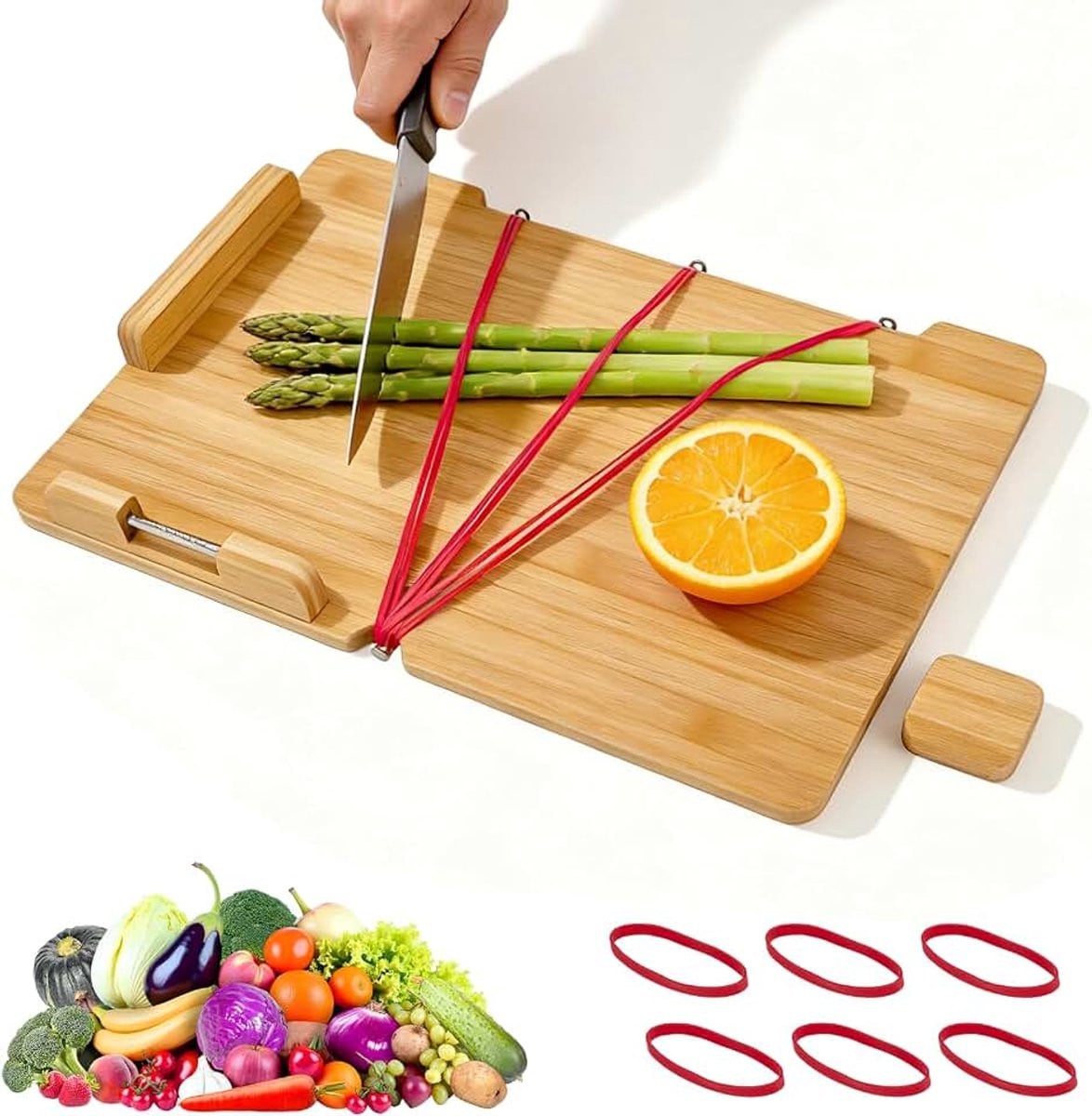 Multifunctionele houten snijplank voor één hand met dunschiller, broodstoppers en stalen spikes voor mensen met een beperking
