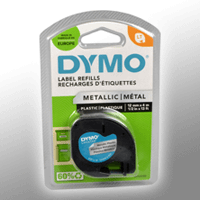 Dymo Label Band Letratag 91208 (S0721730) schwarz auf silber 12mm x 4m