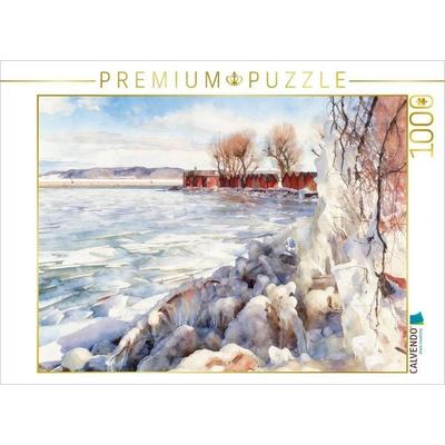 CALVENDO Puzzle Winterlicher Vättern See | 1000 Teile Lege-Größe 64x48cm Foto-Puzzle für glückliche Stunden
