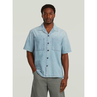 Langarmshirt G-STAR "Bowling 2‑Pocket Lightweight Regular Hemd", Herren, Gr. XS, blau (vintage mirage), Denim/Jeans, Obermaterial: 100% Baumwolle, Shirts Langarmshirt