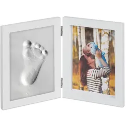 Relaxdays 10 x Babybilderrahmen mit Gipsabdruck Weiß