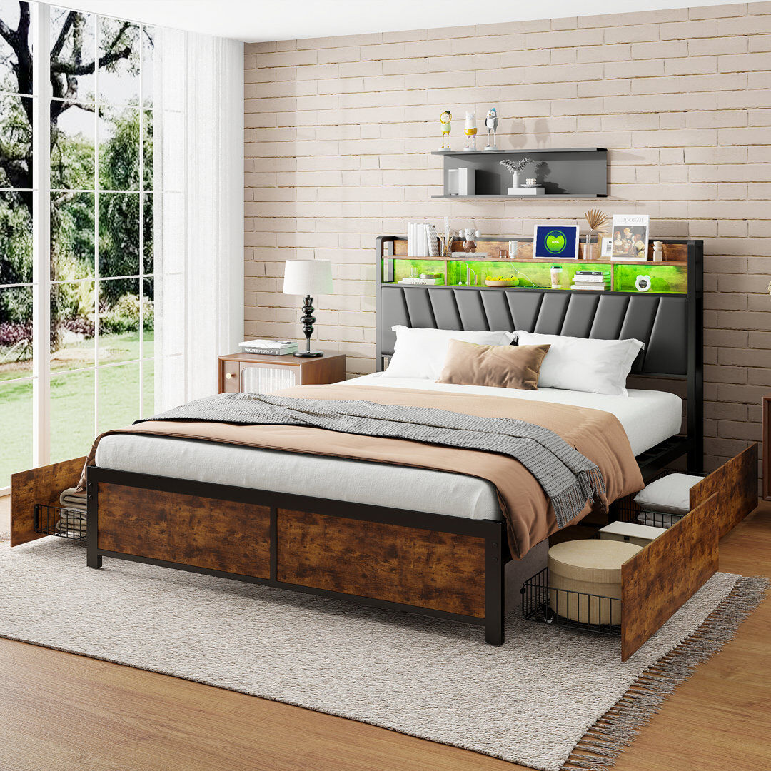 Metro Drawers Bed Frame Brown European King (160 x 200 cm)