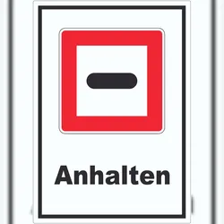 HB-Druck Anhalten Aufkleber mit Symbol und Text Stopp A7 (74x105mm)