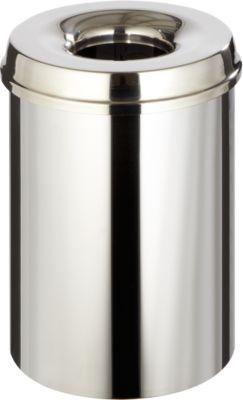Abfallsammler für Innenanwendung, 30 L, selbstlöschend, Korpus Edelstahl/Deckel Edelstahl