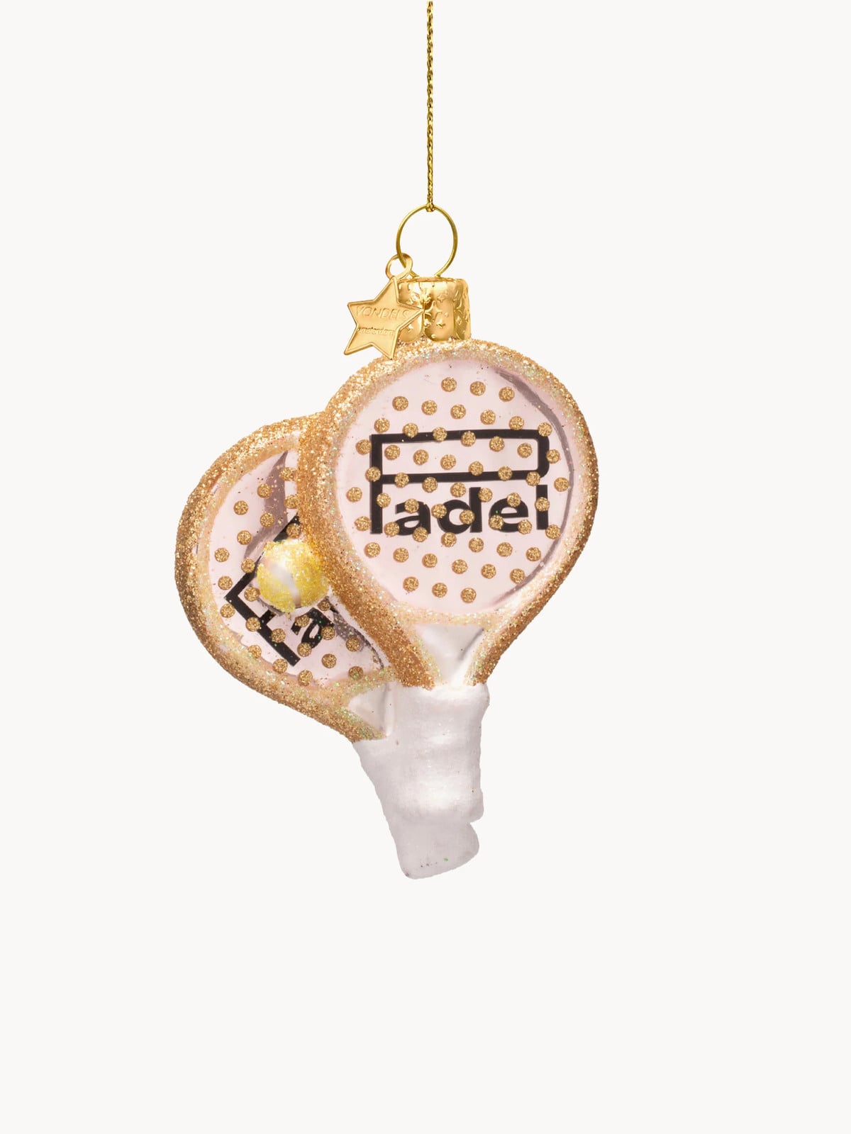 Vondels Mondgeblazen Kerstornament Padel Racket