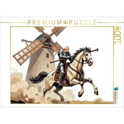 CALVENDO Puzzle Der ungleiche Kampf - Riesen im Wind, Lanzen im Staub | 1000 Teile Lege-Größe 64x48cm Foto-Puzzle für glückliche Stunden