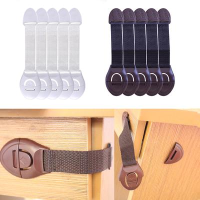 Plastic Protection Children Safety Cabinet Lock Baby Security Protection Drawer Door Lock Straps Kids Safety Cabinet 5pc black