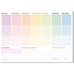 paper&you Tischkalender 8264-6, Rainbow, Wochenkalender quer, 1 Woche = 1 Seite, A4, immerwährend