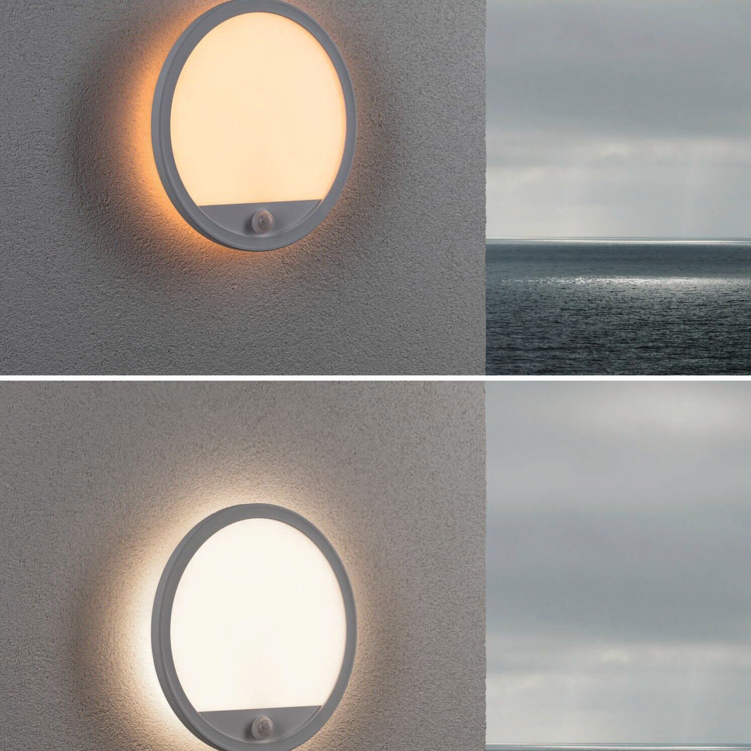 Paulmann - Outdoor Lamina Insect Friendly 16W LED Backlit Round Tunable Wall Light with Motion Detection in White