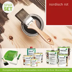 Innen- und Außenanstrich Komplettset für Gartenhäuser von 15-20 m2 Grundfläche (Deckfarbe) Nordisch Rot