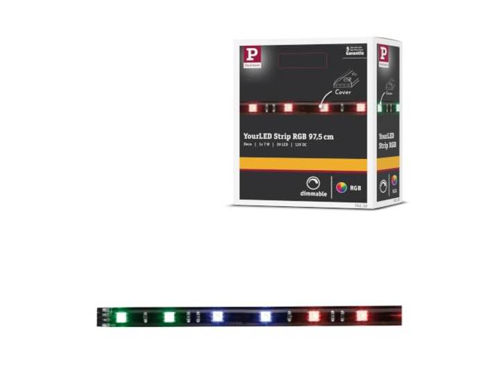 Paulmann 70210 Function YourLED Bande 98cm RGB 7W\, 12V DC\, Noir\, Synthétique\,