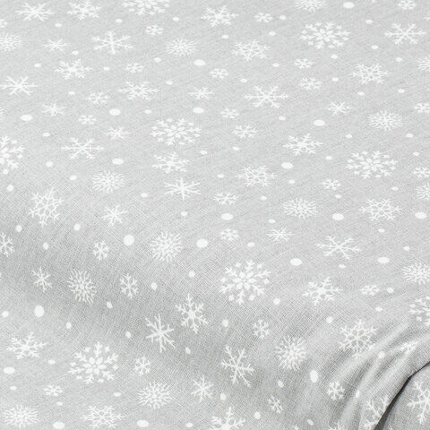 Baumwollstoff Schneekristalle "Mona", grau/weiß