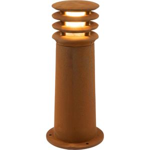 SLV Wegeleuchte Rusty 40, Stahl, braun, mit 230 V Netzstrom, Pollerleuchte, E27-Fassung, IP55 Strahlwasserschutz, Höhe 40cm
