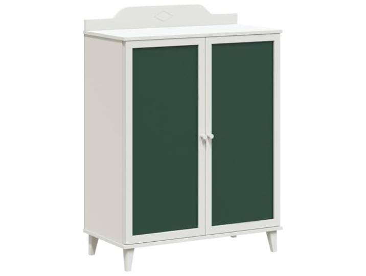 HKTMGDNG Sideboard mit Kreidetafel 80x40x110 cm Weiß Grün Holzwerkstoff Vielseitige Tafel-Front für Notizen im Wohnzimmer, integrierte Einlegeböden und pflegeleichte matte Oberflächen.