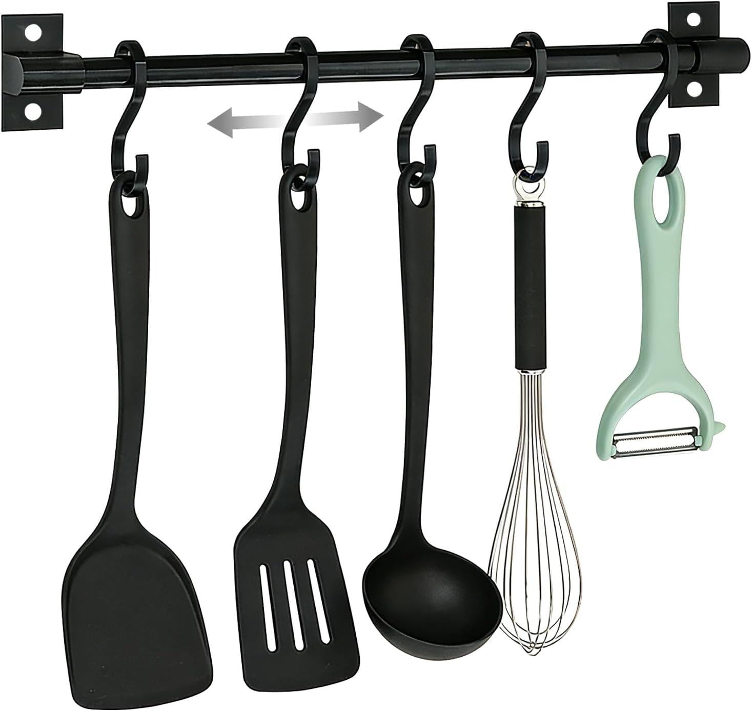Zelfklevende keukenrail van 30 cm met 5 haken voor in de keuken