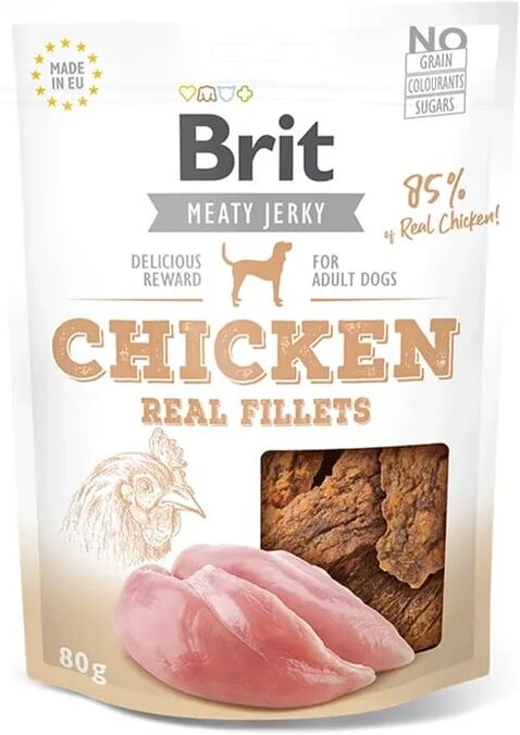 Brit Meaty Jerky Chicken Fillets Snacks Dog Adult 80g